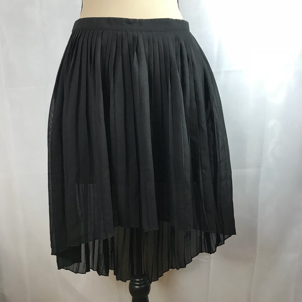 Zara womens medium high low pleated black skirt